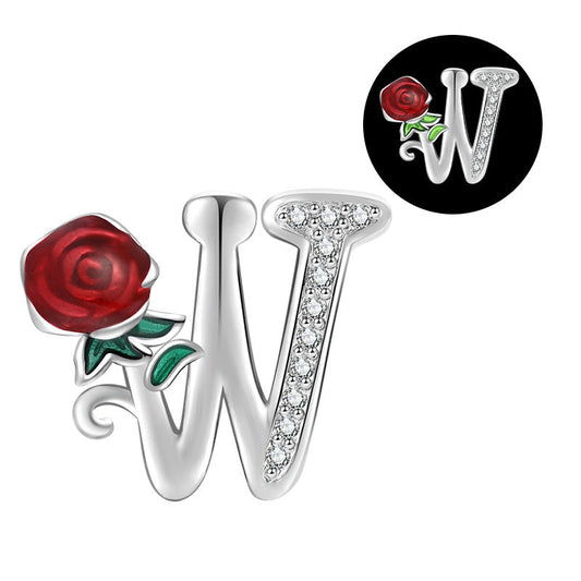 Luminous Rose Letter W Charm
