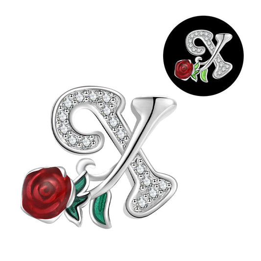 Luminous Rose Letter X Charm